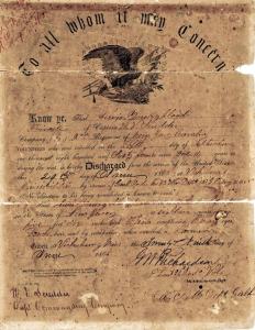Youngblood, Lewis Jacob, discharge papers from Civil War