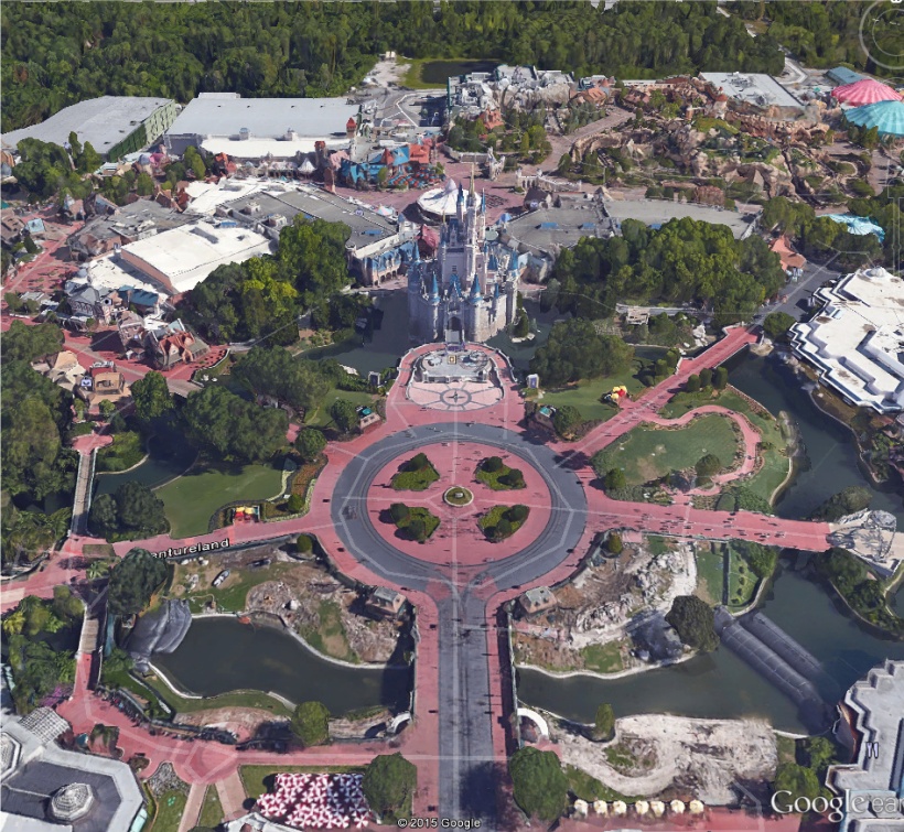Goggle Earth view of Cinderella's Castle at Disney World, 2015