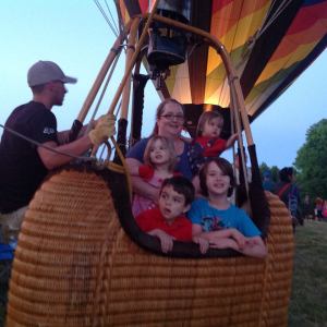 Balloon fest 2015, Ali, Liam , Katy, and Evie, with friend Michael enjoy experience of being in the basket